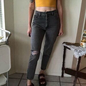 GUESS 90s vintage grime distressed mom jeans with ankle zipper
